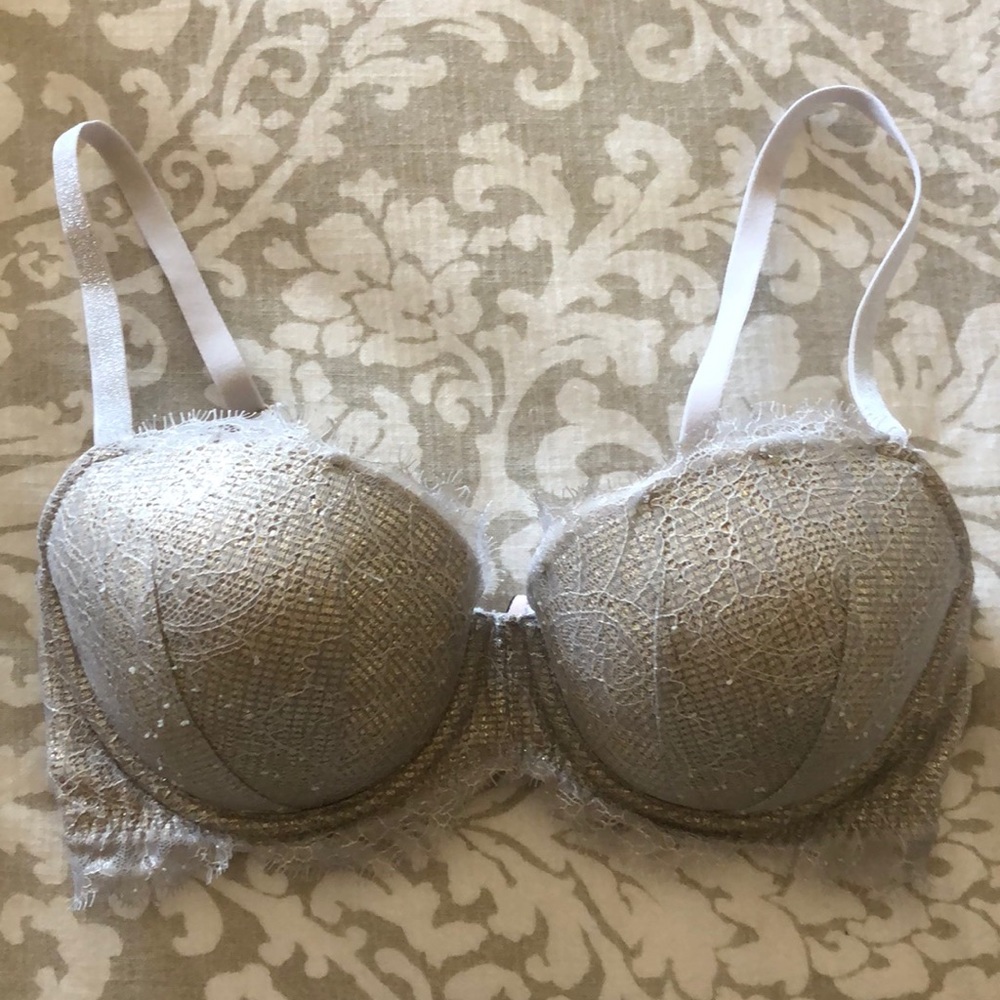 Victoria’s Secret silvery gold lightly lined bra